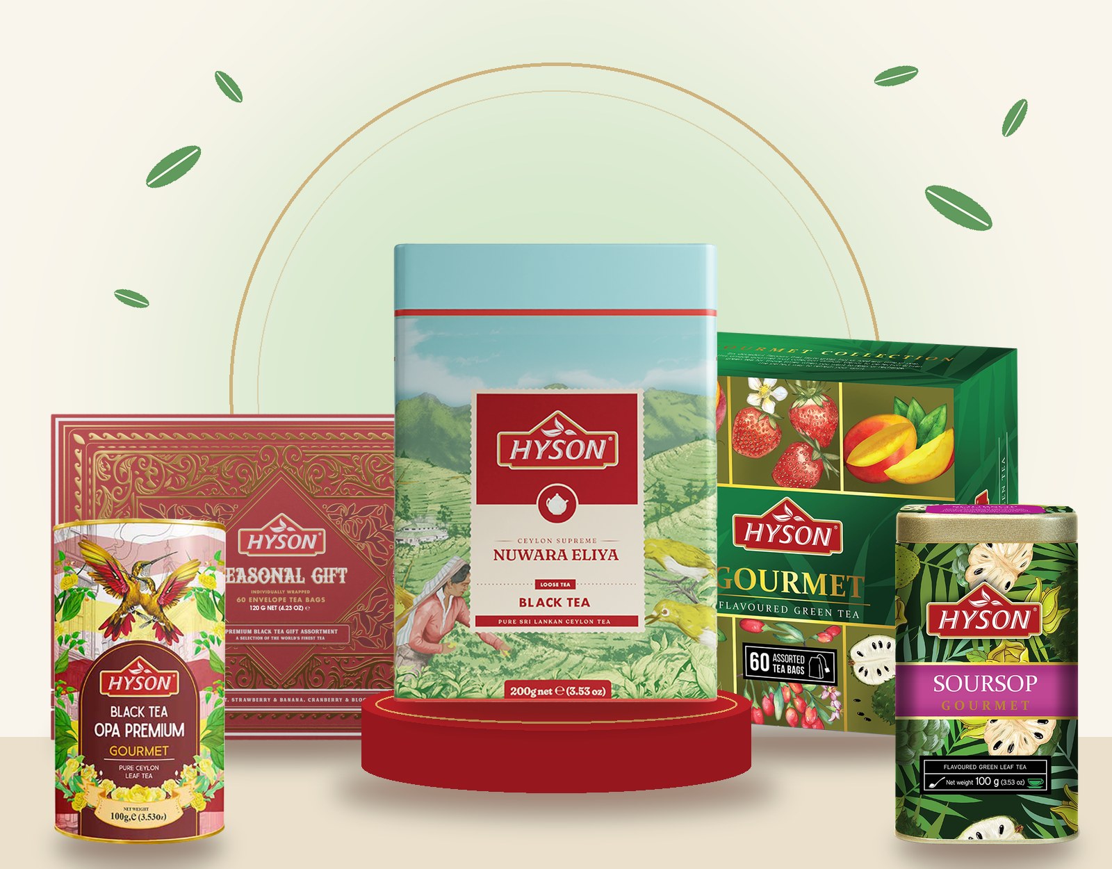 Produkty Hyson – Nuwara Eliya, Seasonal Gift, Gourmet, OPA Premium a Soursop