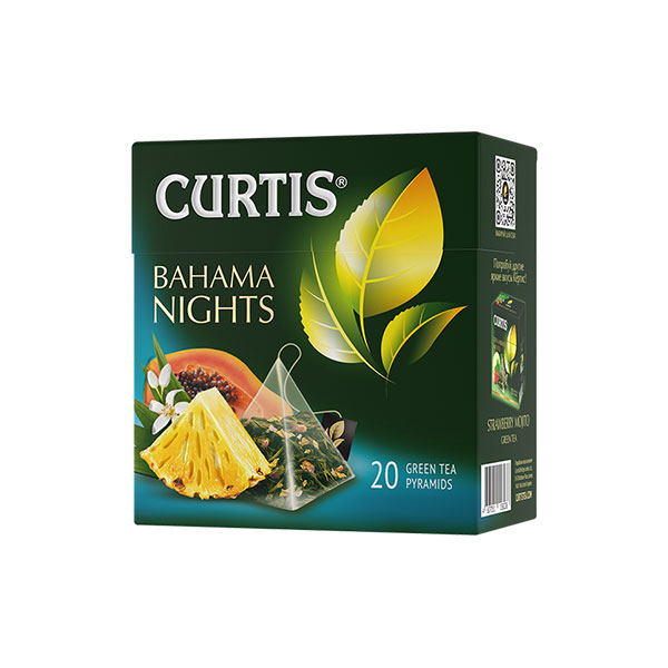 Čínský zelený čaj v pyramidách s kousky zralého ananasu a vůní exotického ovoce. Užijte si tropickou chuť večera na Bahamách!