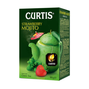 Sypaný zelený čaj Strawberry Mojito z koktejlové řady čajů Curtis vám dodá patřičnou dávku energie, ať už se chcete pustit do čehokoliv. Příchuť mojita a jahody spolu krásně ladí a máta s pomerančovou kůrou ještě zvýrazní tento parádní čajový koktejl.