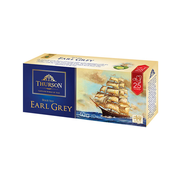 Legendární černý čaj nejen populární v Británii, a bezpochyby i na celém světě. Thurson Earl Grey je ručně sbíraný z rozlehlých čajových zahrad v cejlonské oblasti Kandy v spojení s lahodnou přírodní chutí bergamotu. Tento exkluzivní čaj s neodolatelným aroma si můžete vychutnat čistý nebo s mlékem a cukrem.
